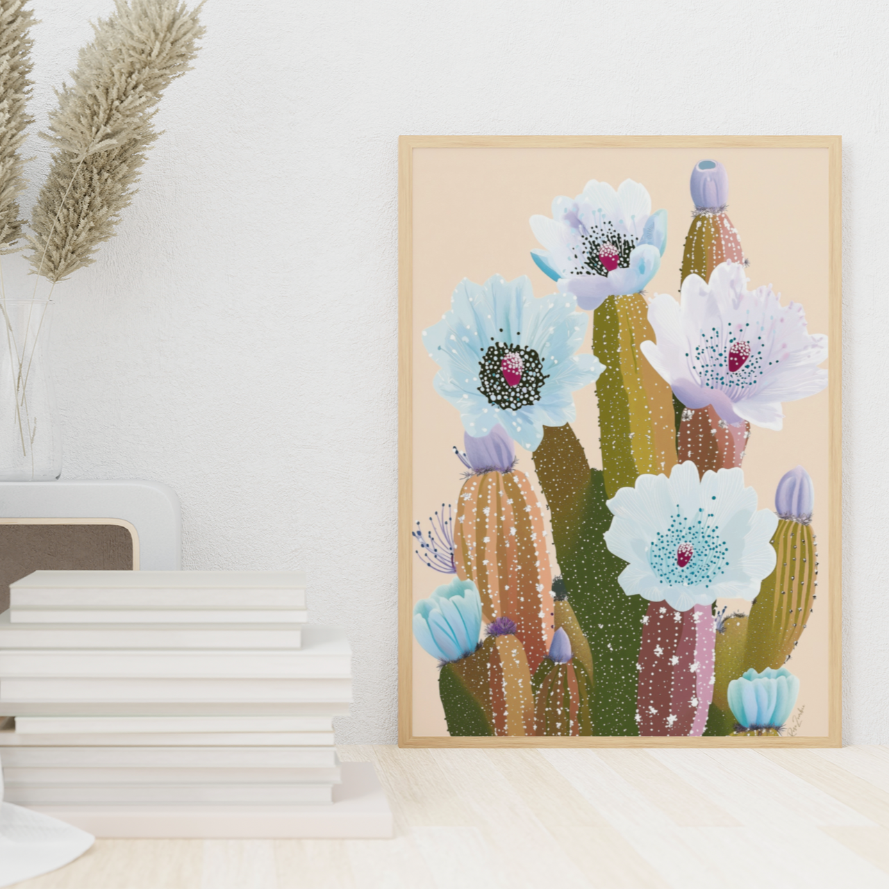 Poster imprimé écolo d'un cactus en fleurs