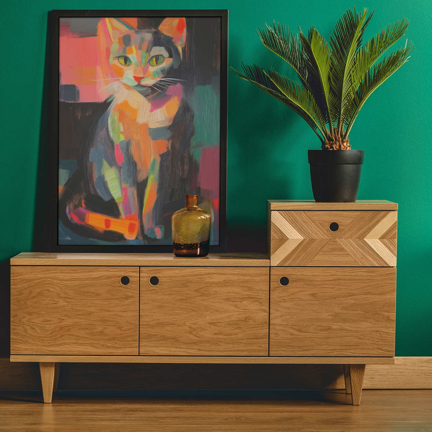 Poster imprimé style peinture d'un chat