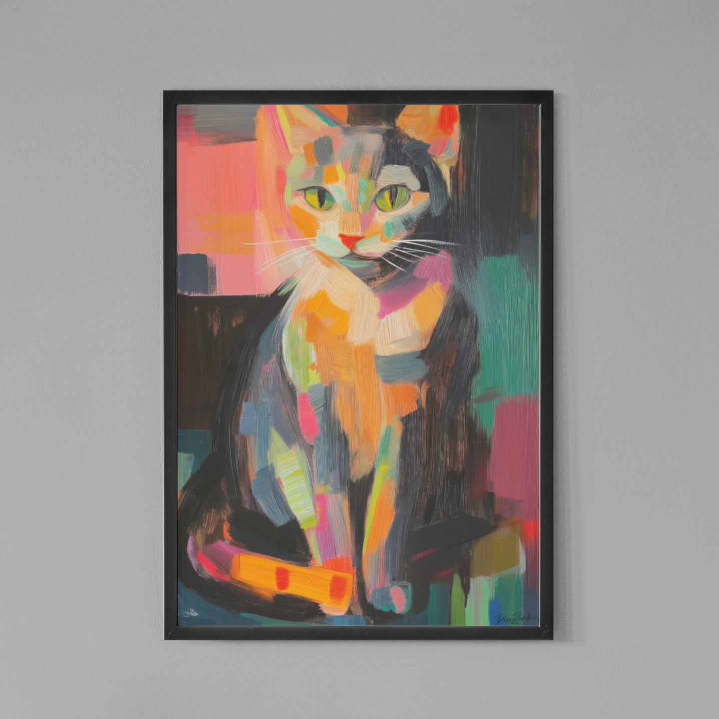 Poster imprimé style peinture d'un chat