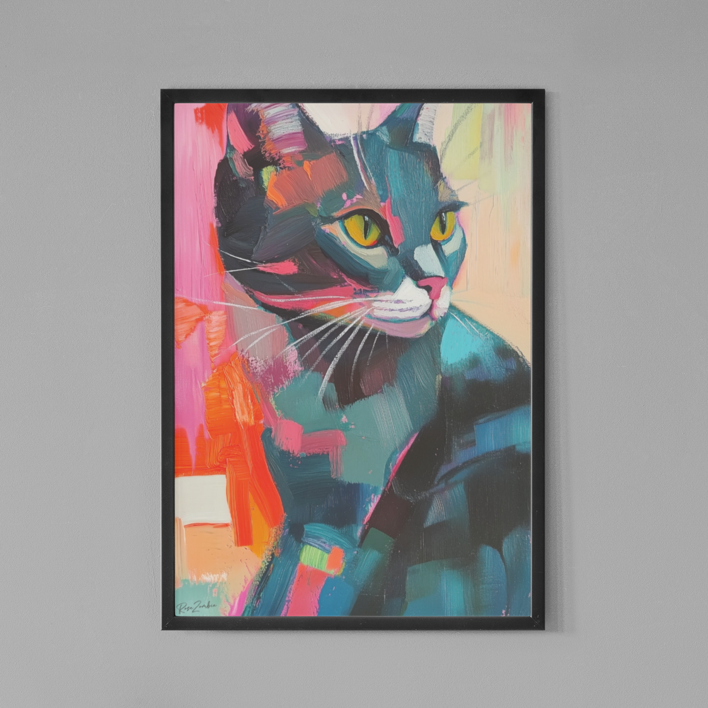 Poster imprimé style peinture d'un chat