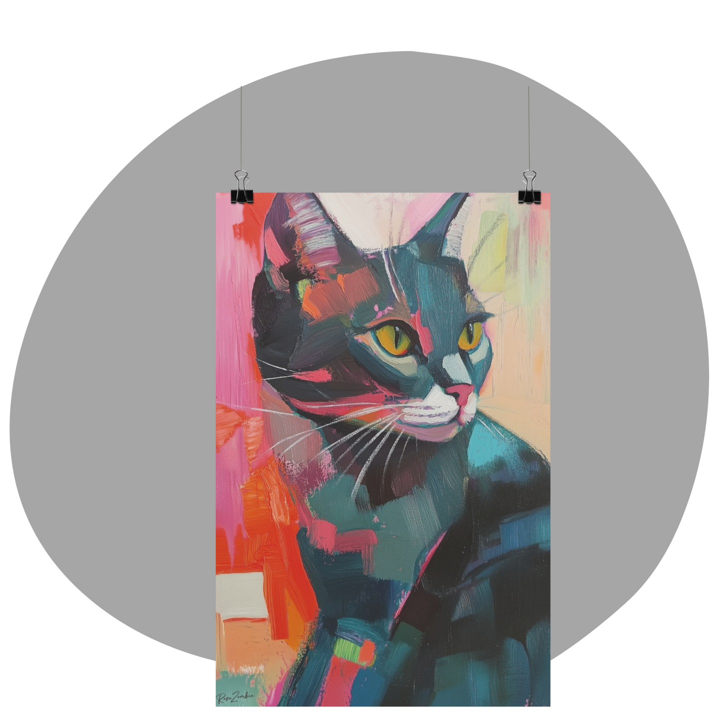 Poster imprimé style peinture d'un chat