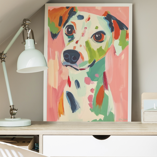 Printed poster in painting style of a dog