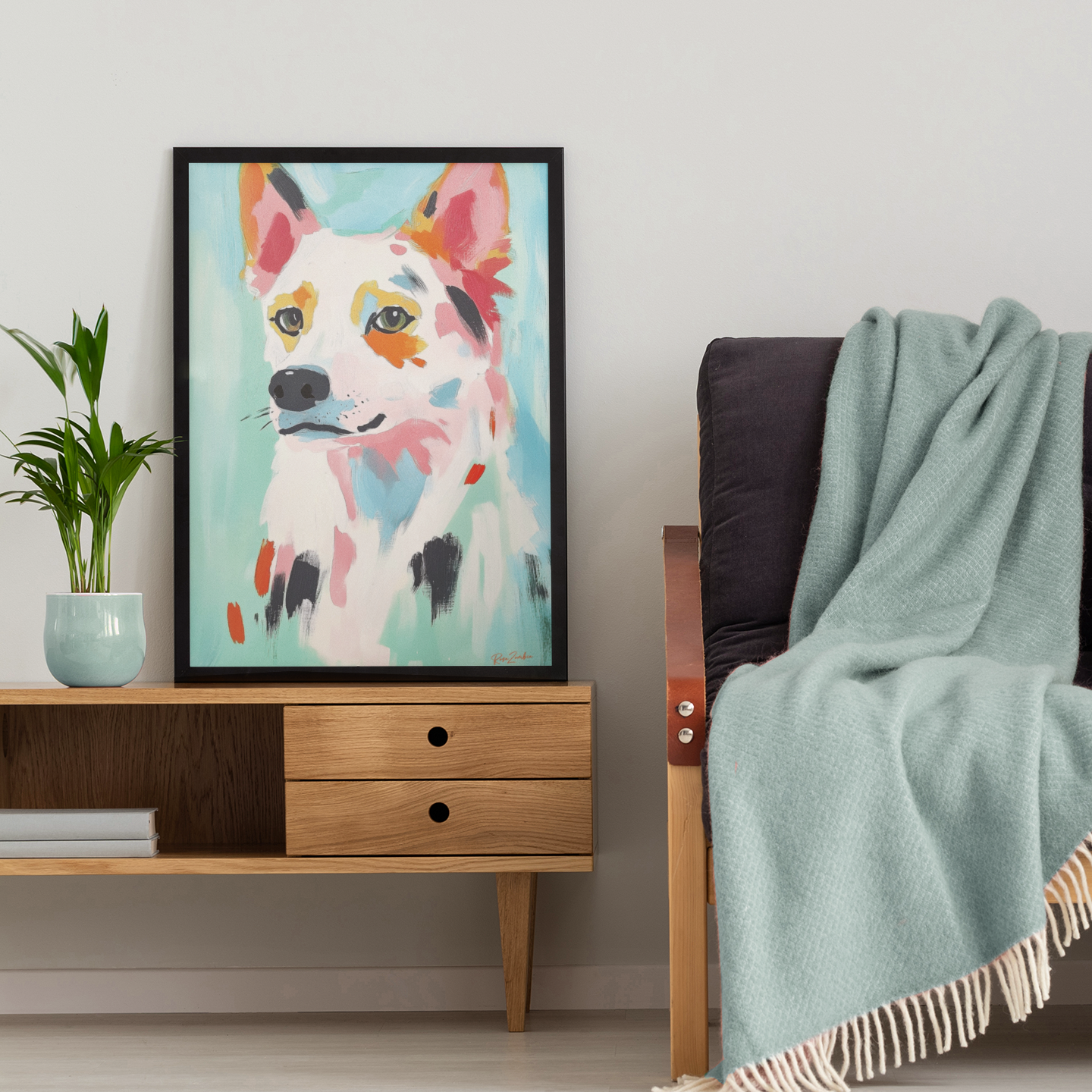 Poster imprimé style peinture d'un chien