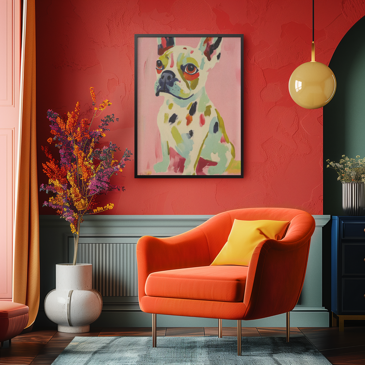 Poster imprimé style peinture d'un chien