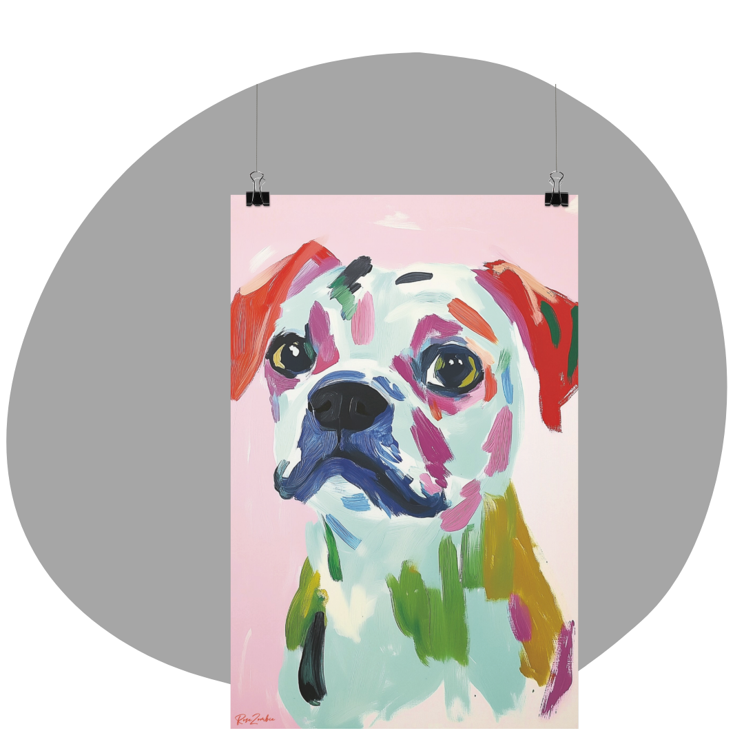 Poster imprimé style peinture d'un chien