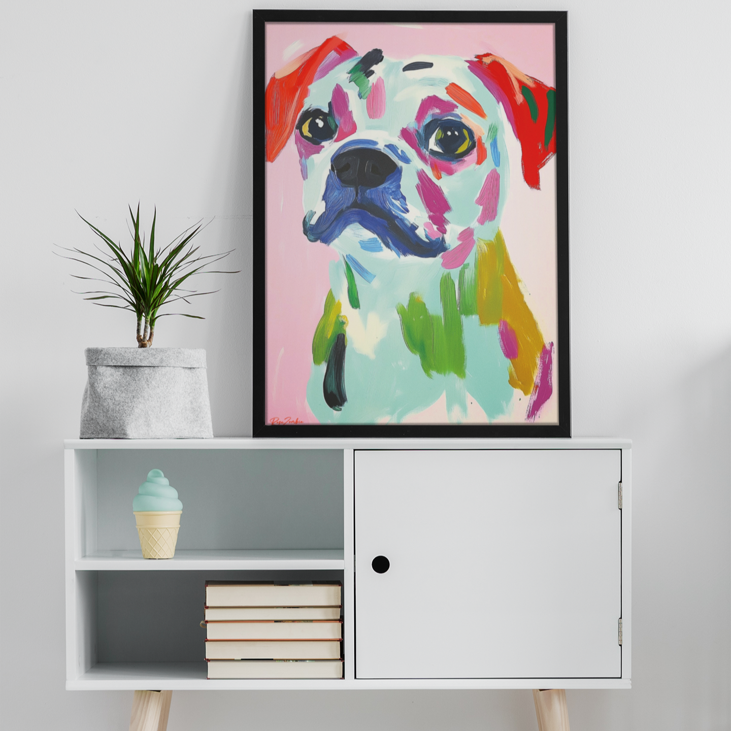 Poster imprimé style peinture d'un chien