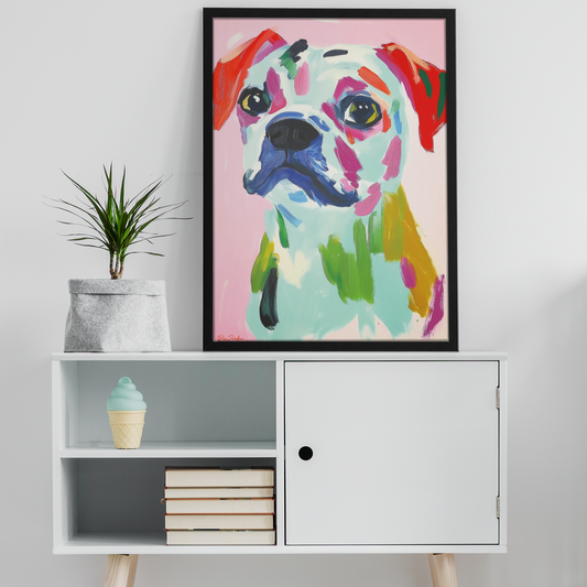 Printed poster in painting style of a dog