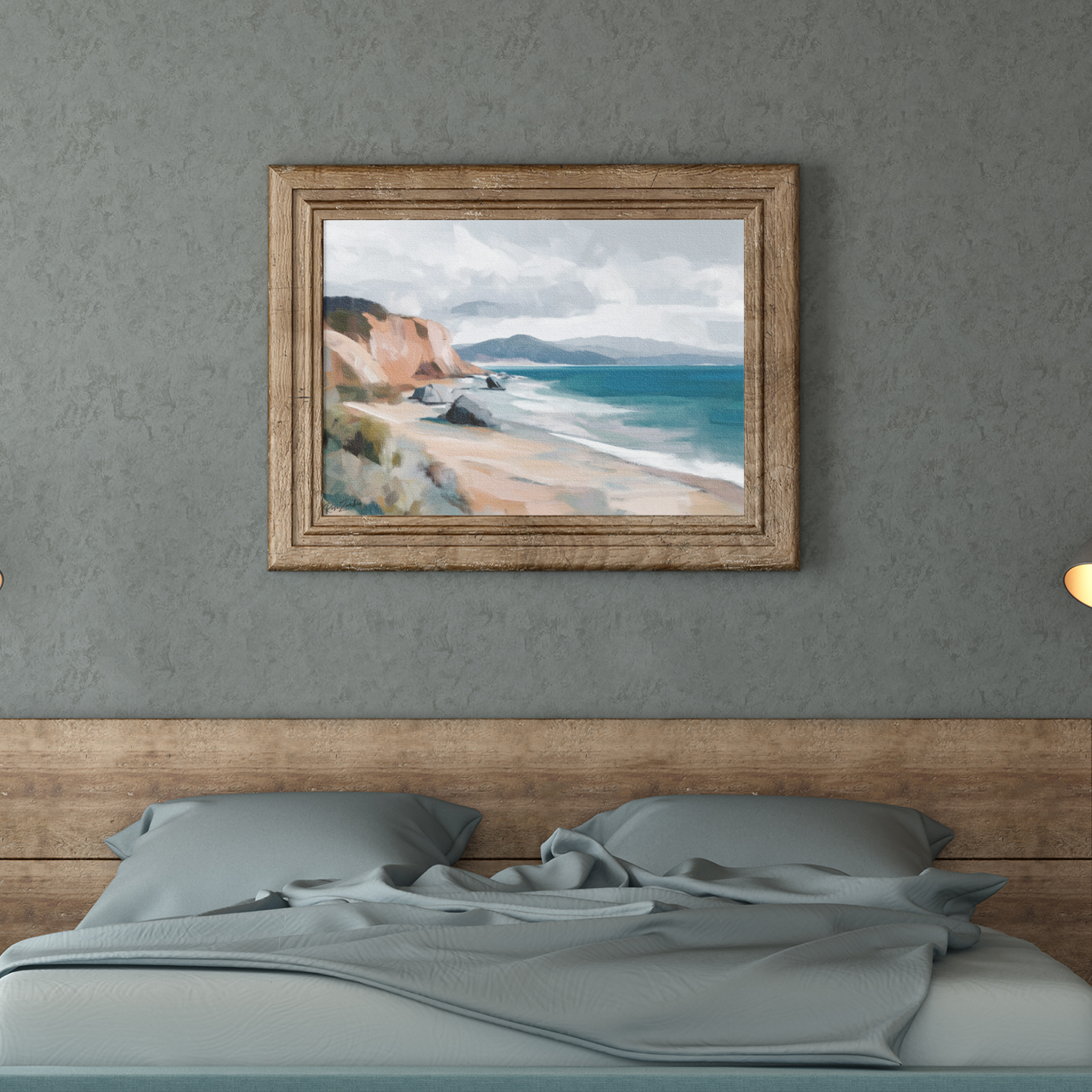Poster imprimé écolo en style peinture - Paysage bord de mer