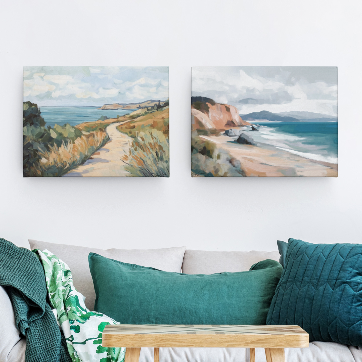 Poster imprimé écolo en style peinture - Paysage bord de mer