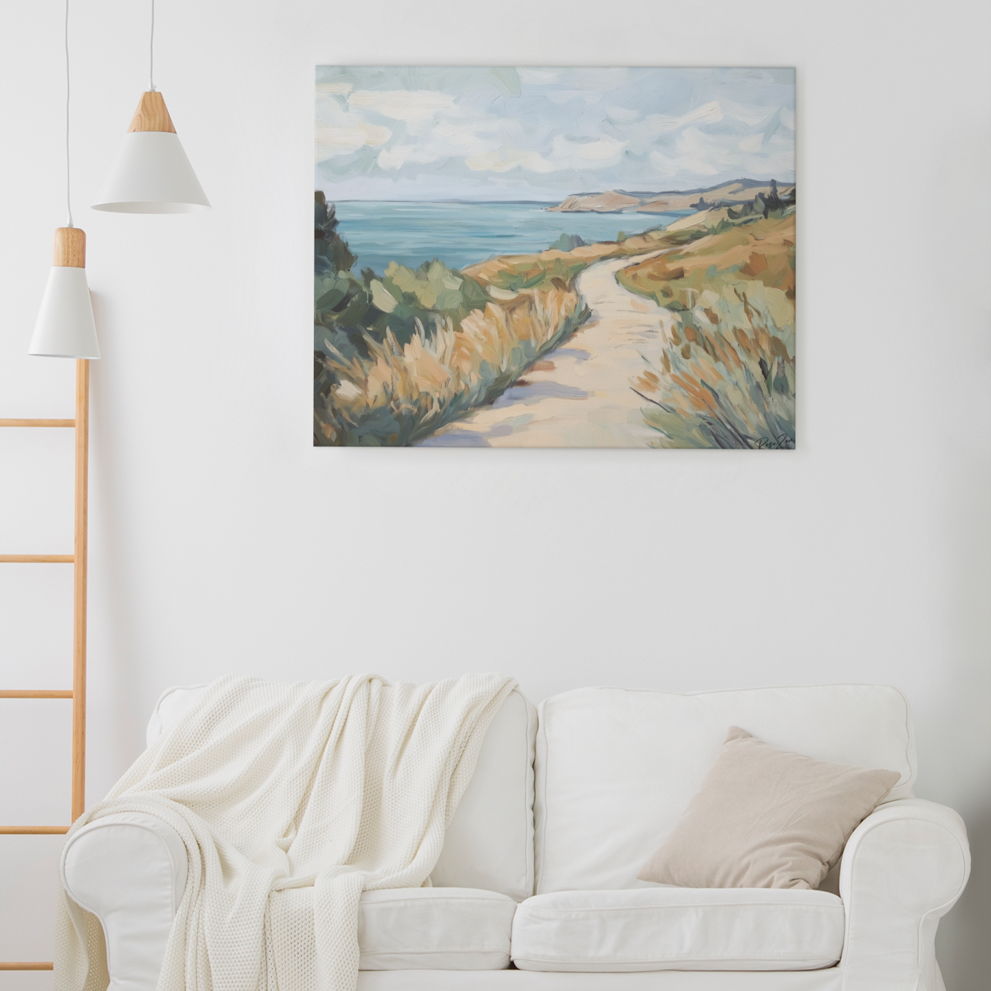 Poster imprimé écolo en style peinture - Paysage bord de mer
