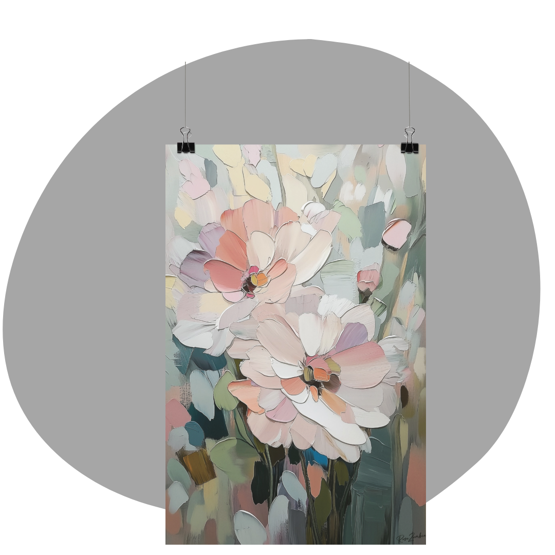 Poster imprimé d'une illustration florale de style impressioniste