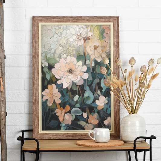 Printed poster of an impressionist-style floral illustration