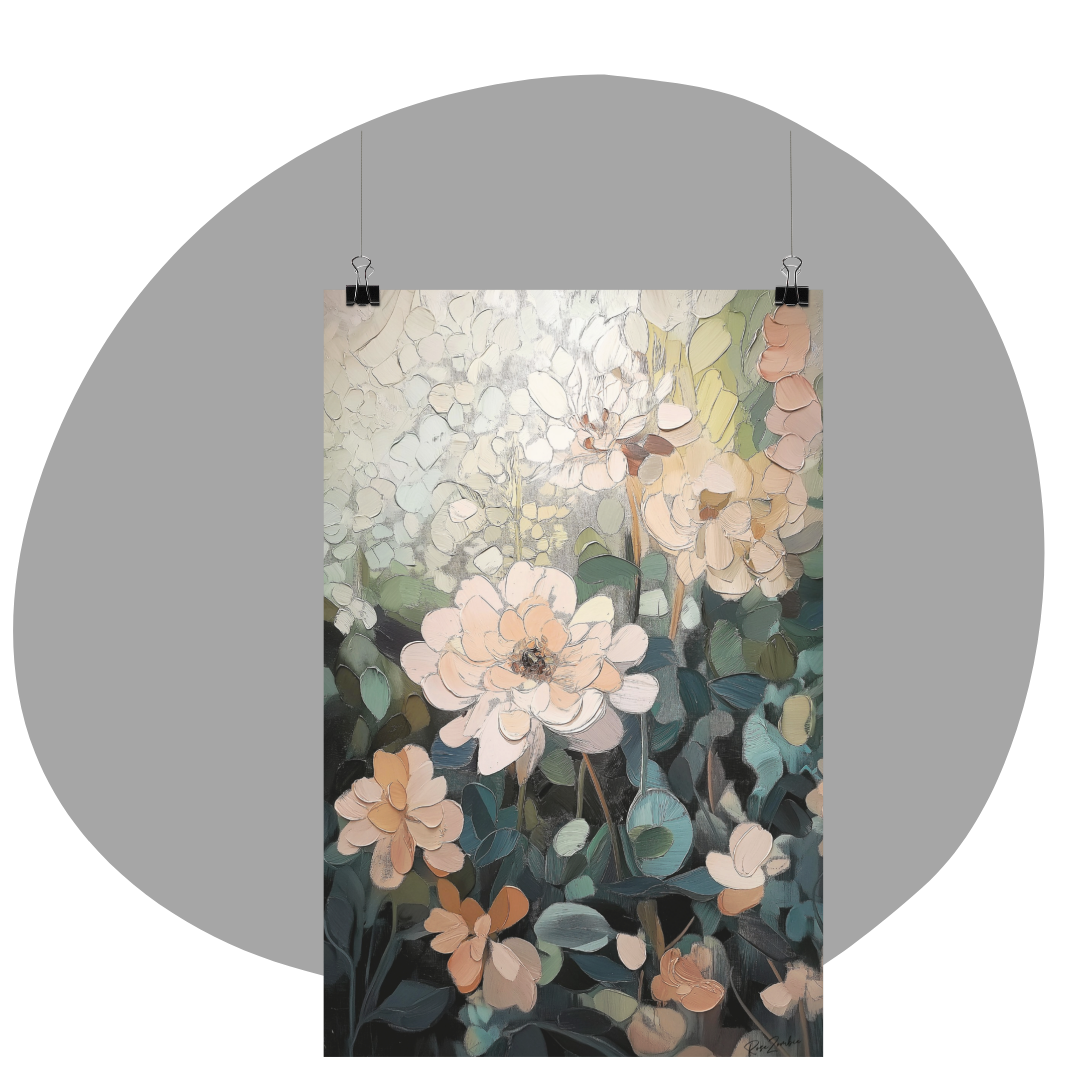 Poster imprimé d'une illustration florale de style impressioniste