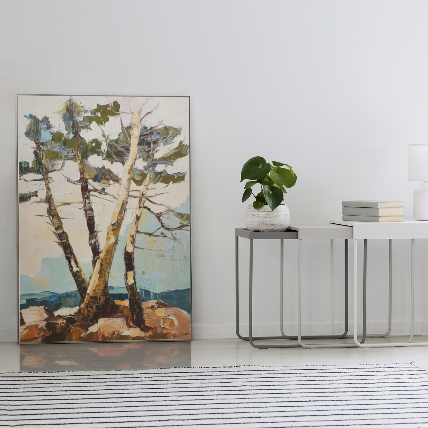 Poster imprimé d'un paysage illustrant des arbres - Style impressioniste
