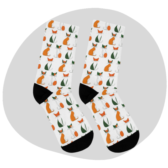 Chaussettes écolo - Motif de chats - rose zombie
