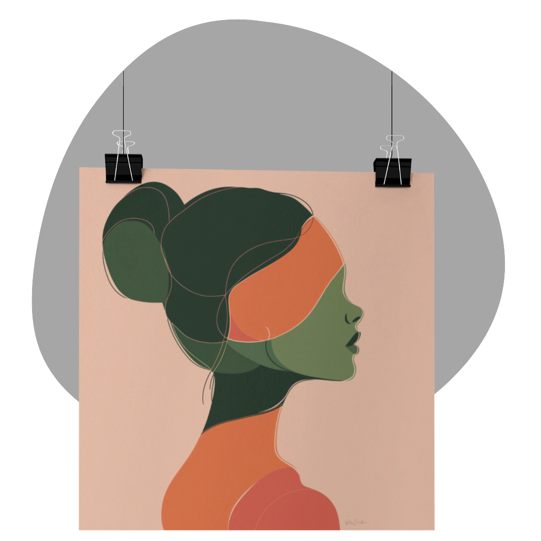 Poster imprimé écolo série Lori - Profil de femme - rose zombie