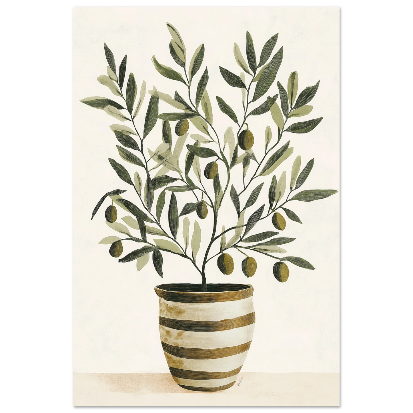Ecofriendly painting-style poster olive plant