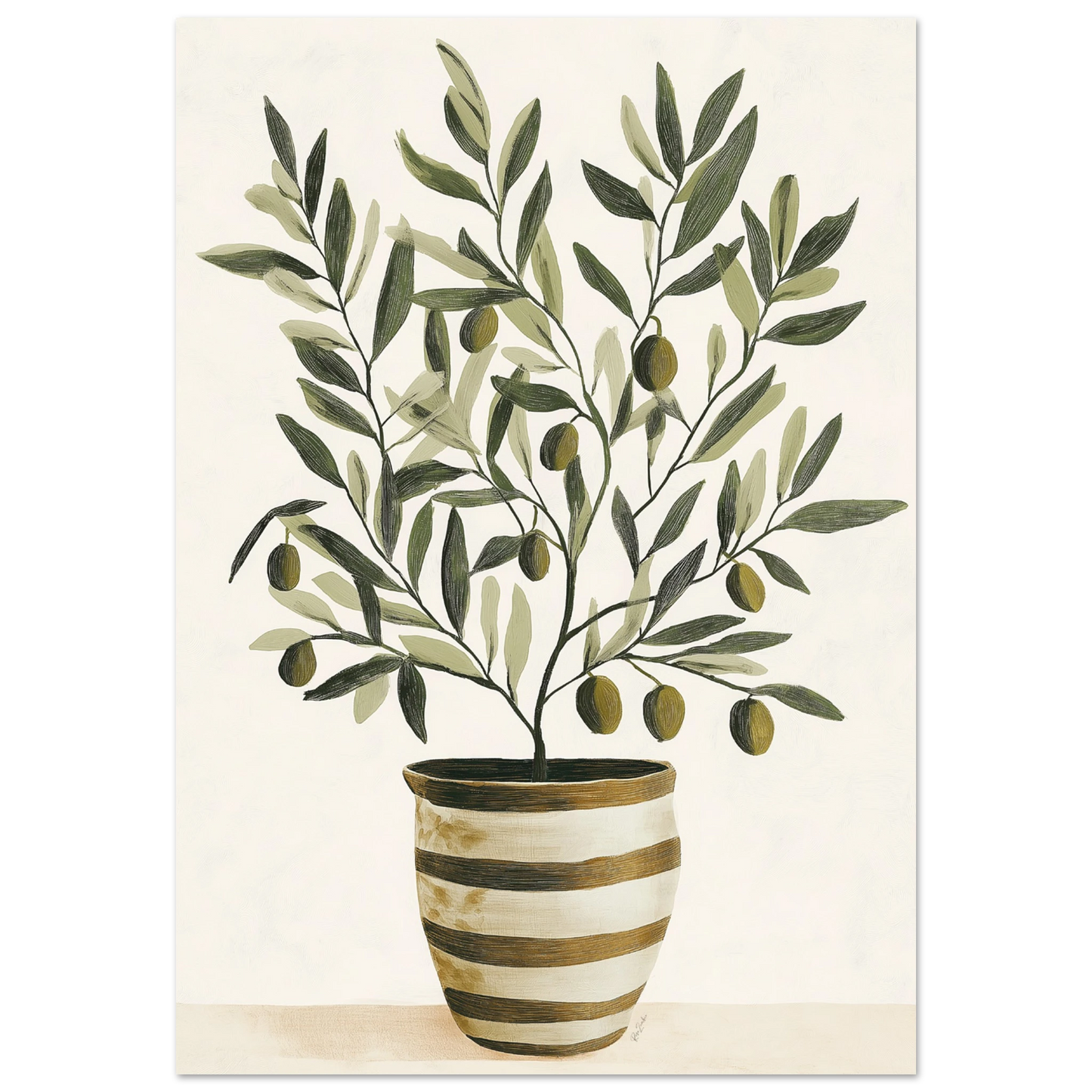 Ecofriendly painting-style poster olive plant