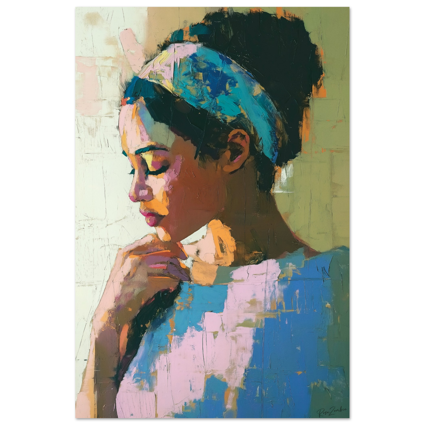 Ecofriendly painting style poster creole woman