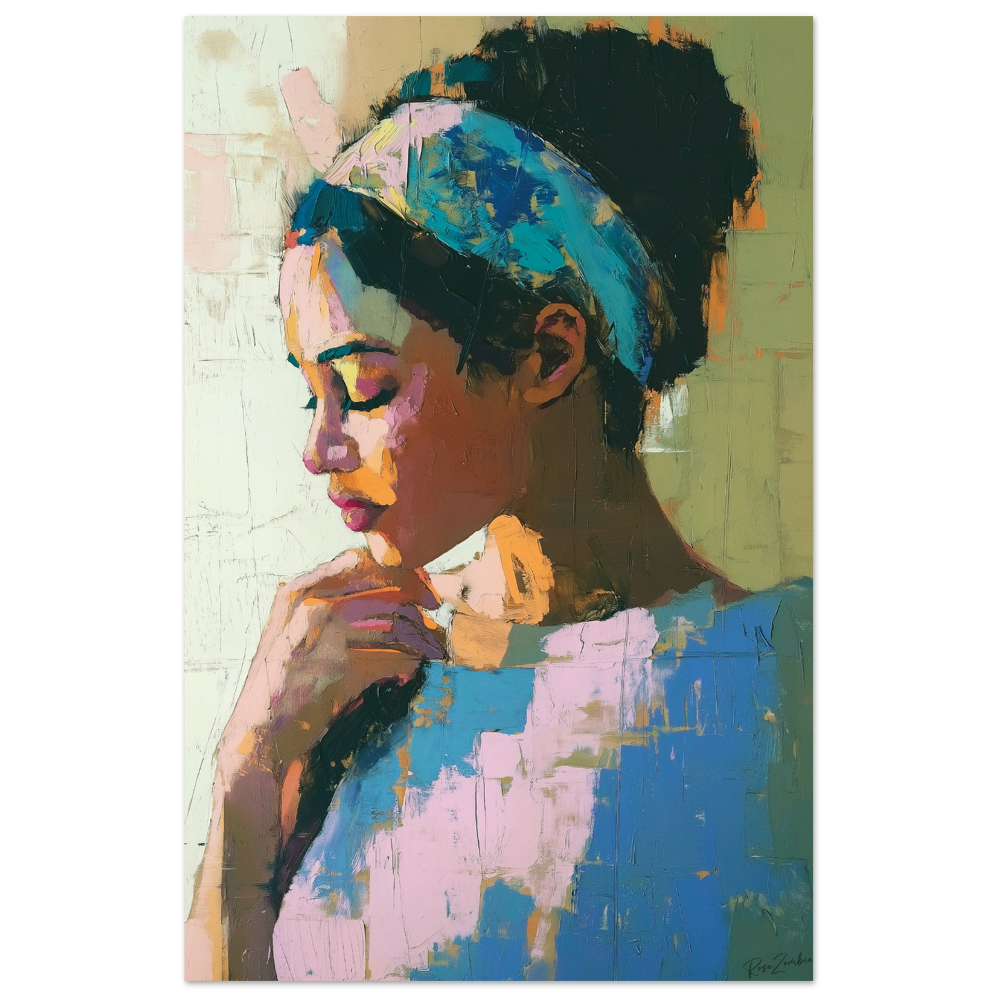 Ecofriendly painting style poster creole woman