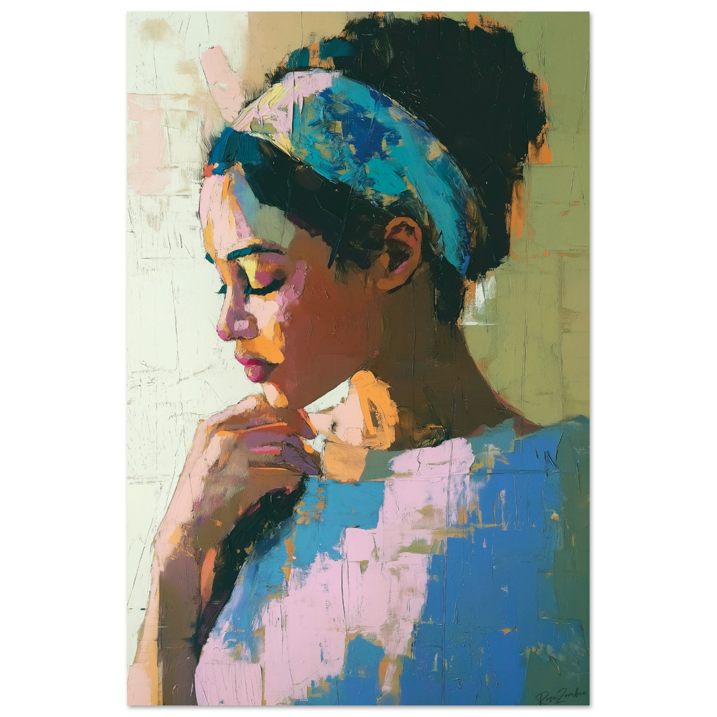 Ecofriendly painting style poster creole woman