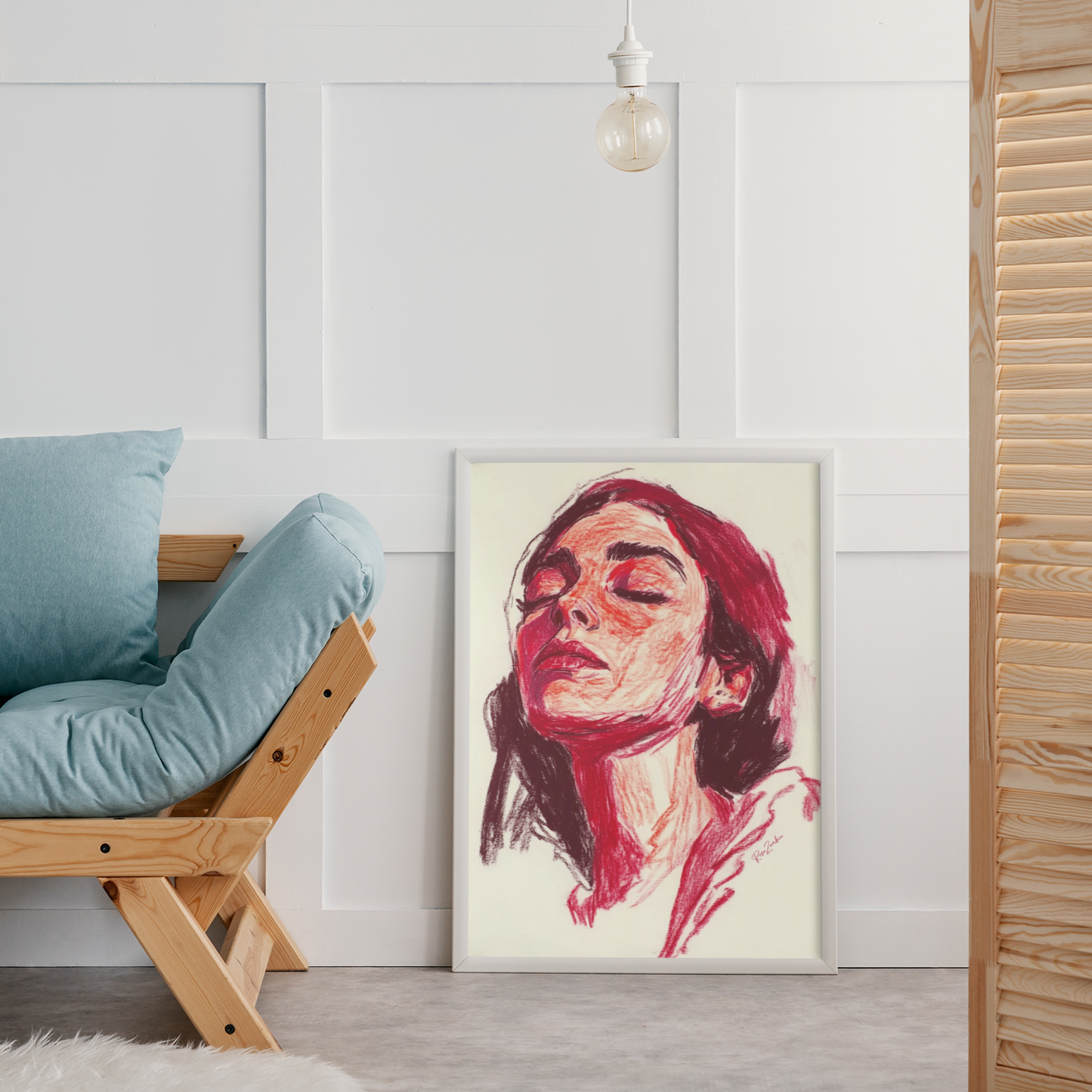 Poster imprimé écolo en style esquisse d'un visage de femme