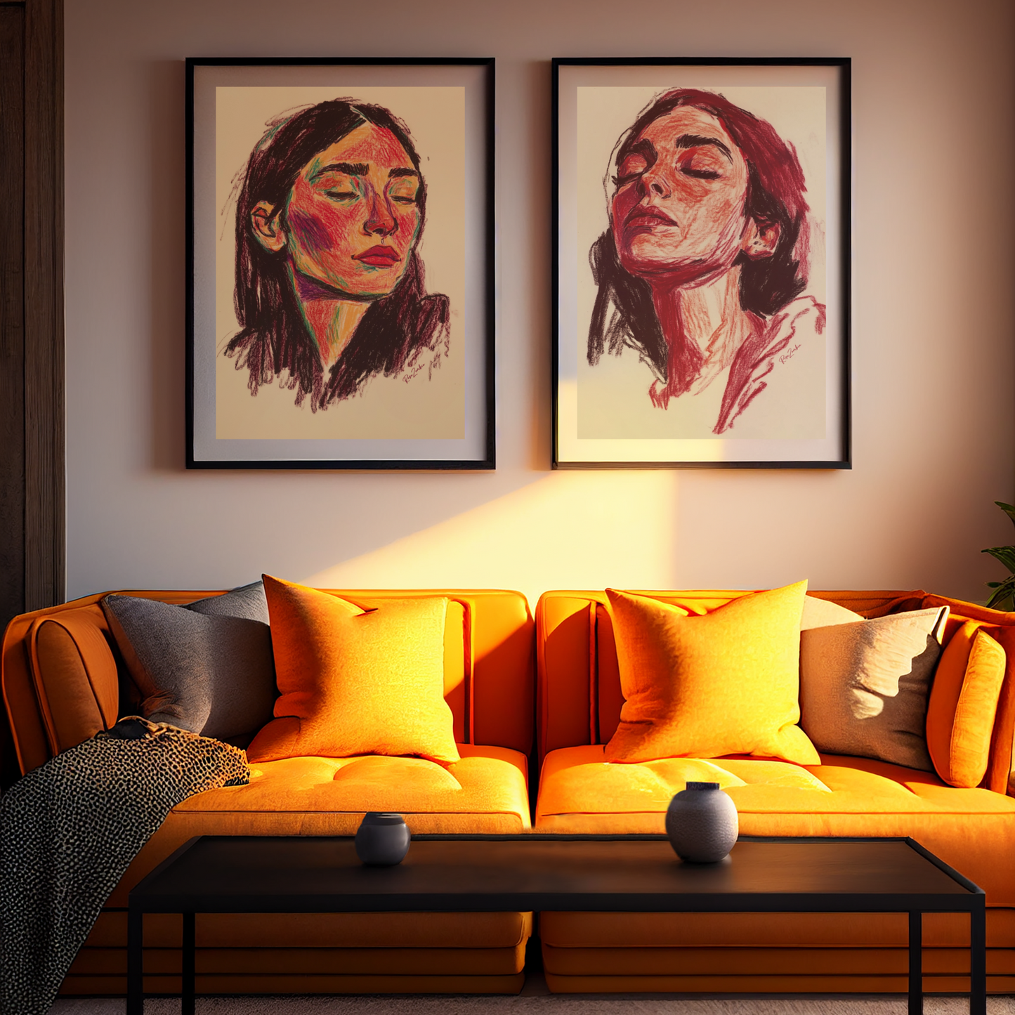 Poster imprimé écolo en style esquisse d'un visage de femme