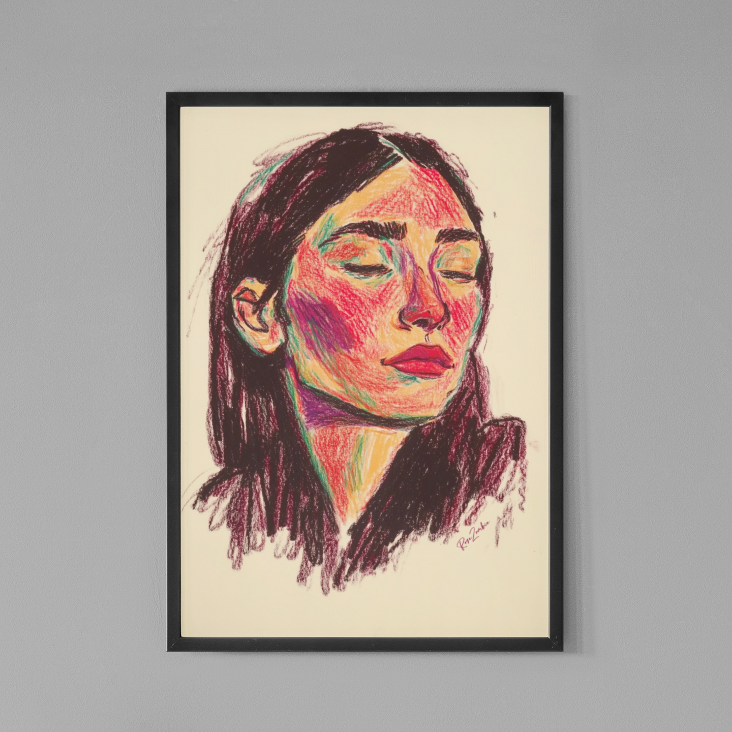Poster imprimé écolo en style esquisse d'un visage de femme