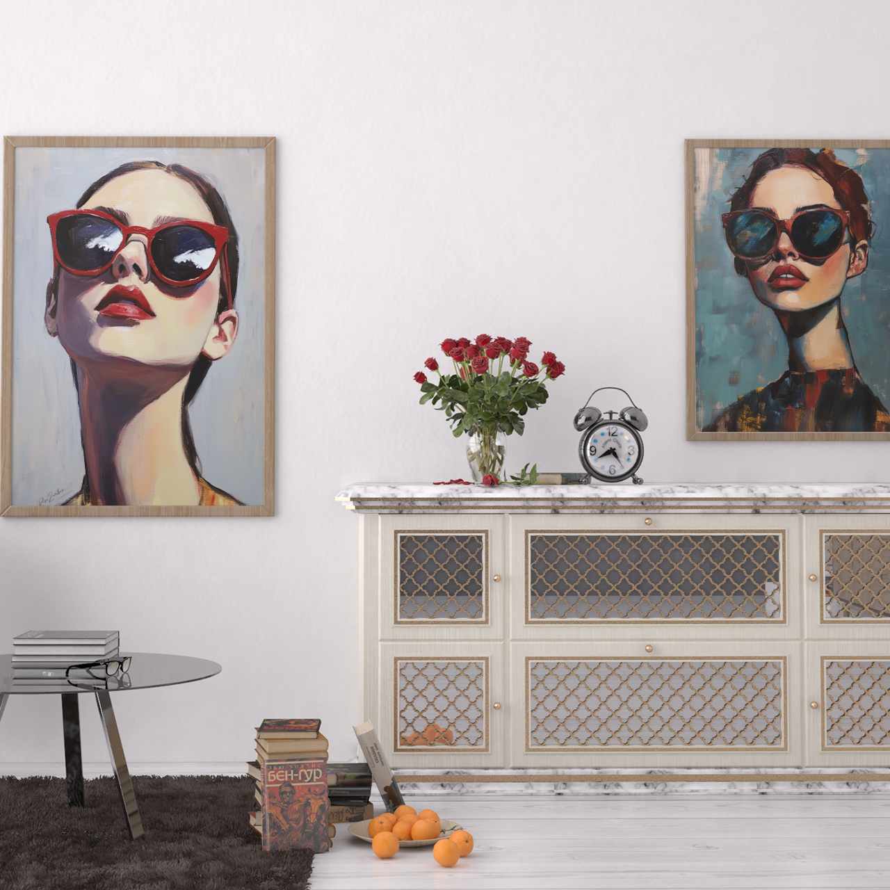 Poster imprimé style peinture d'une jeune femme