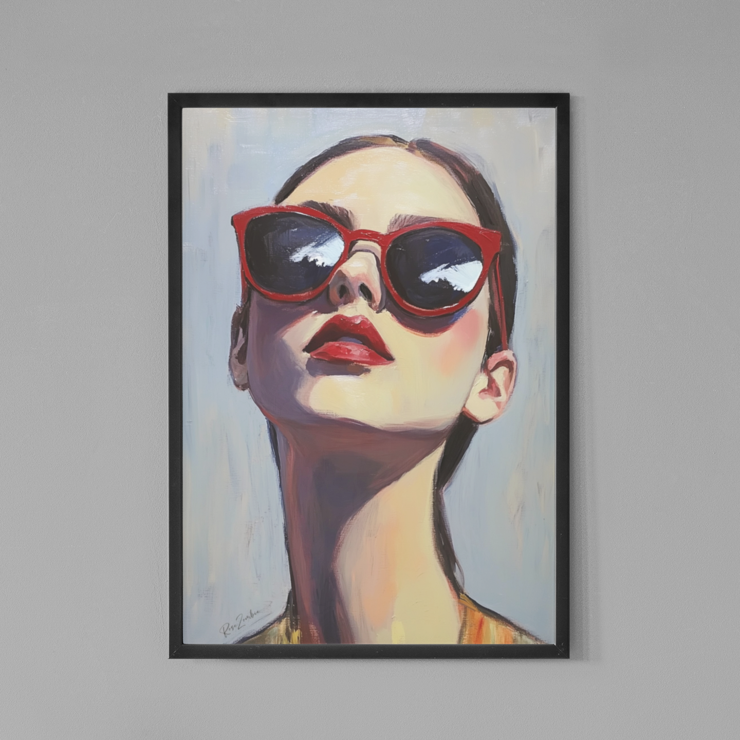 Póster impreso de estilo pictórico de una mujer joven.
