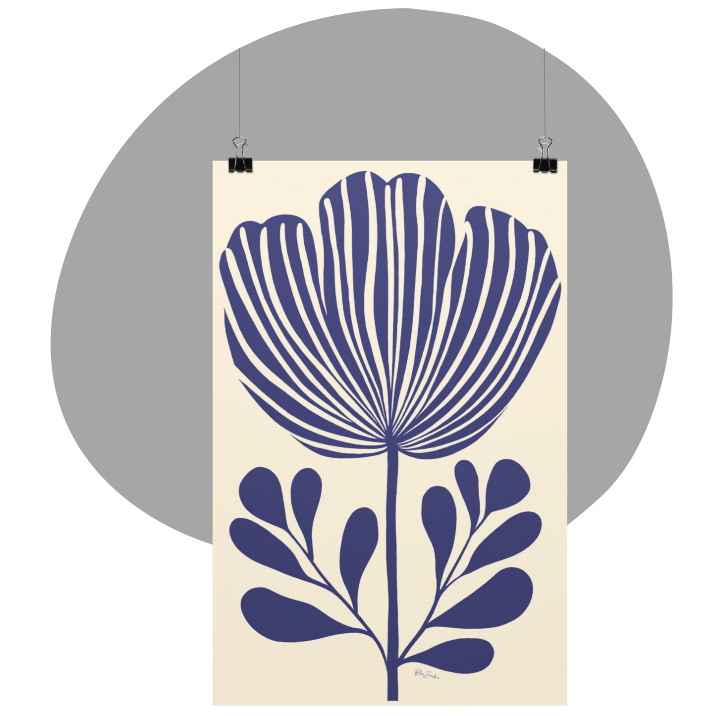 Ecofriendly poster linocut style flowers