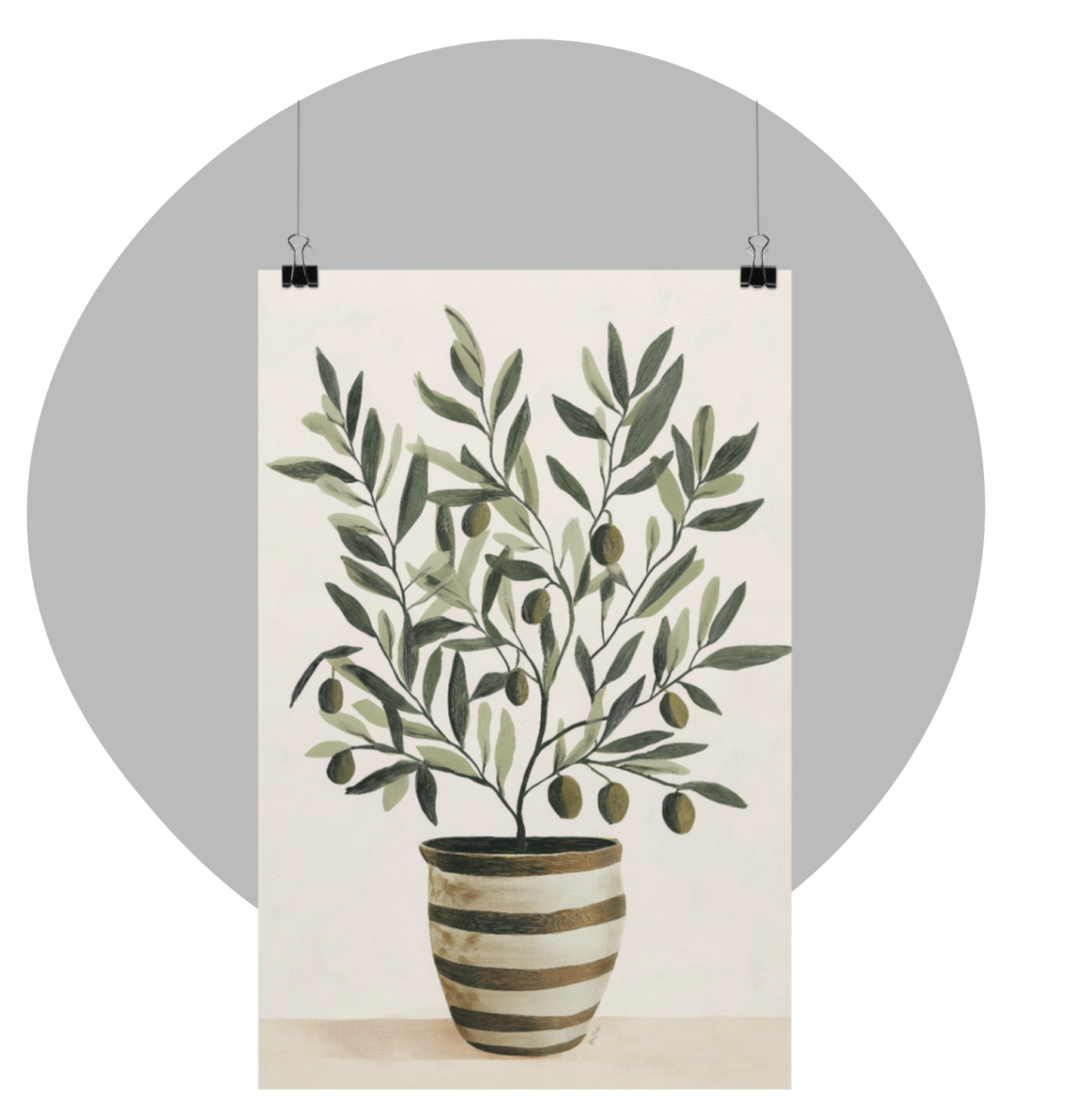 Ecofriendly painting-style poster olive plant