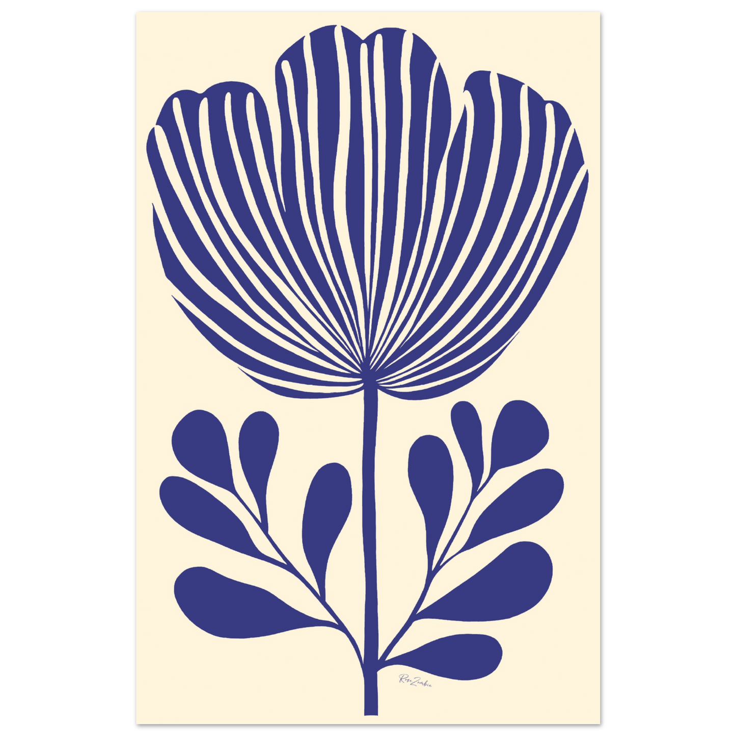 Ecofriendly poster linocut style flowers