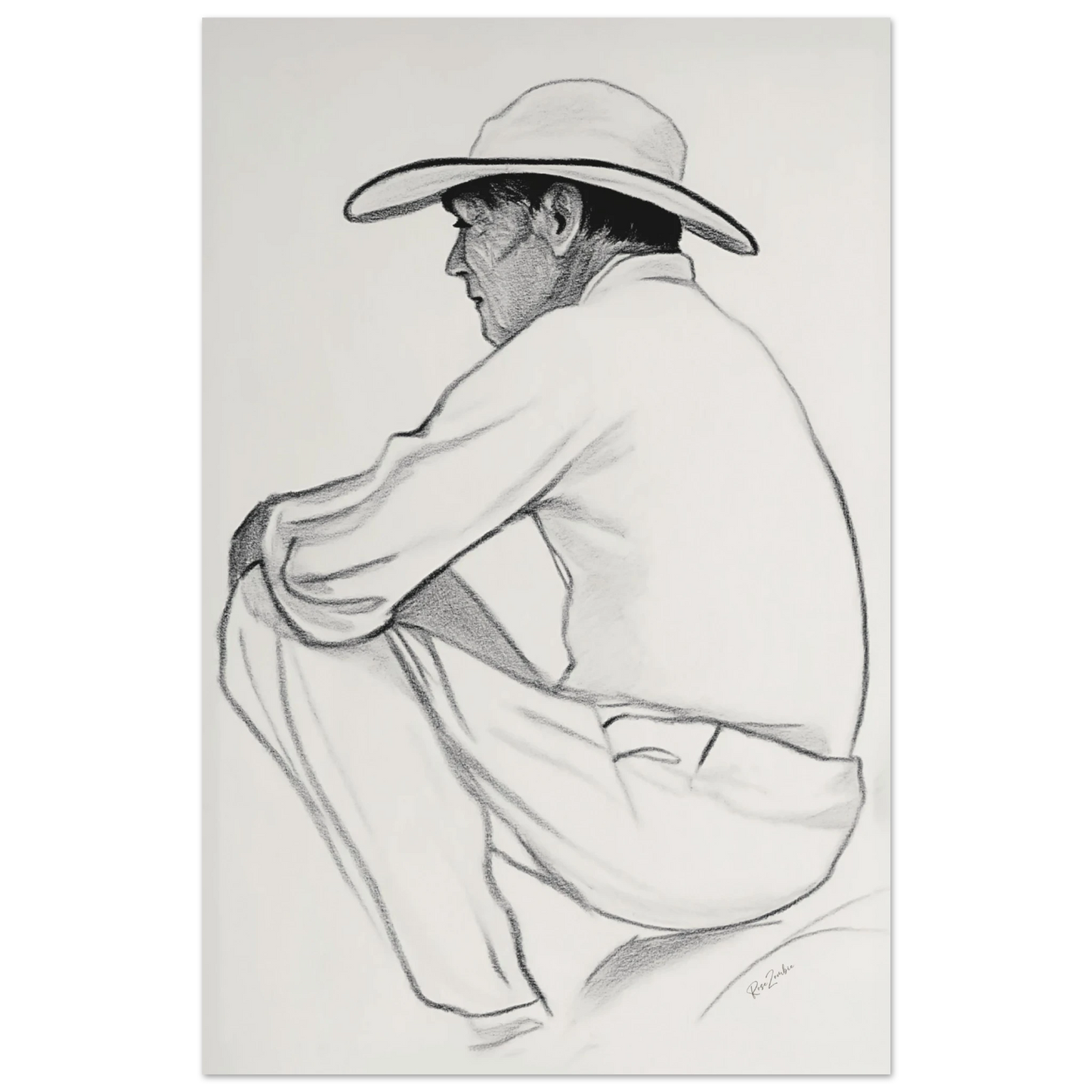 Ecofriendly printed sketch-style poster-male silhouette