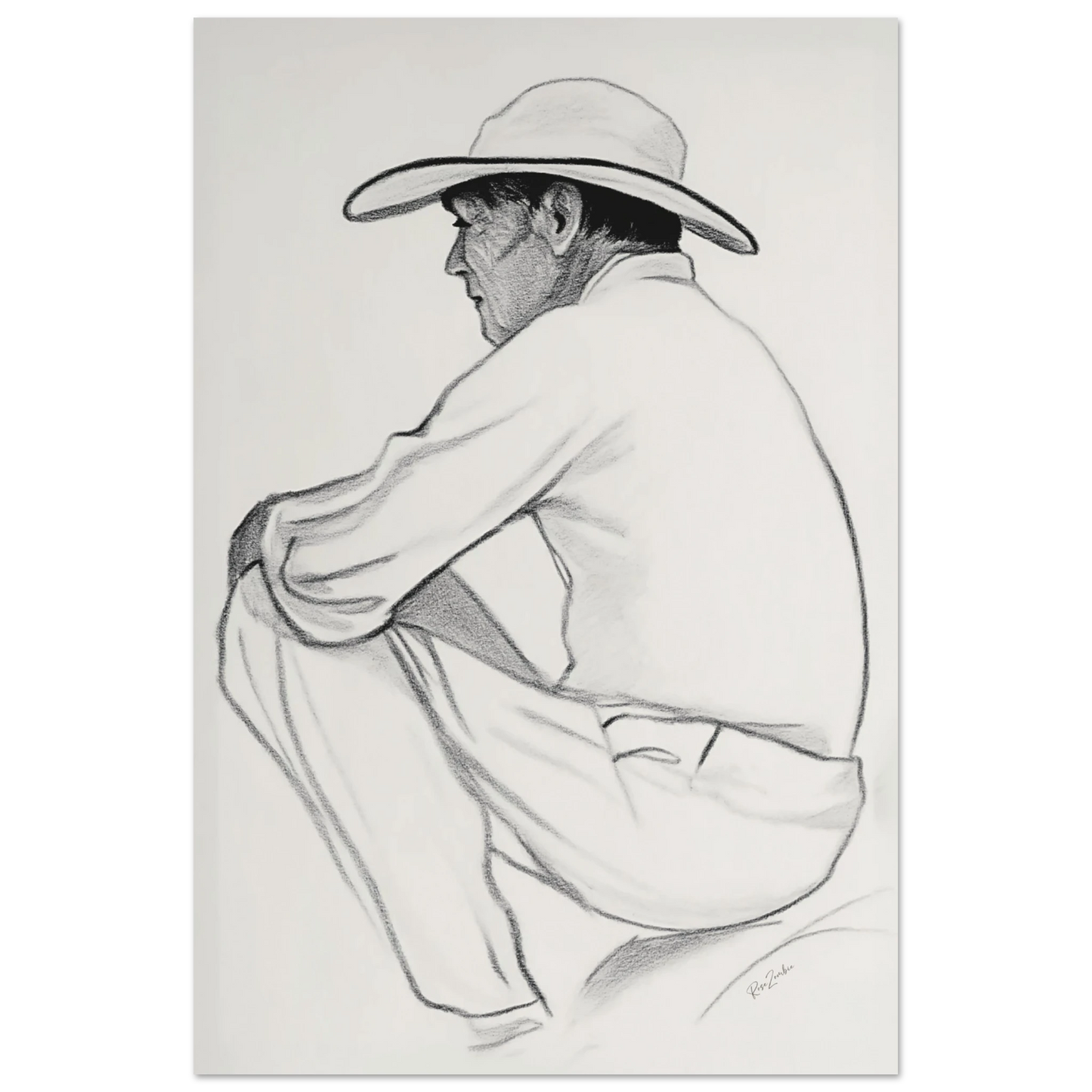 Ecofriendly printed sketch-style poster-male silhouette