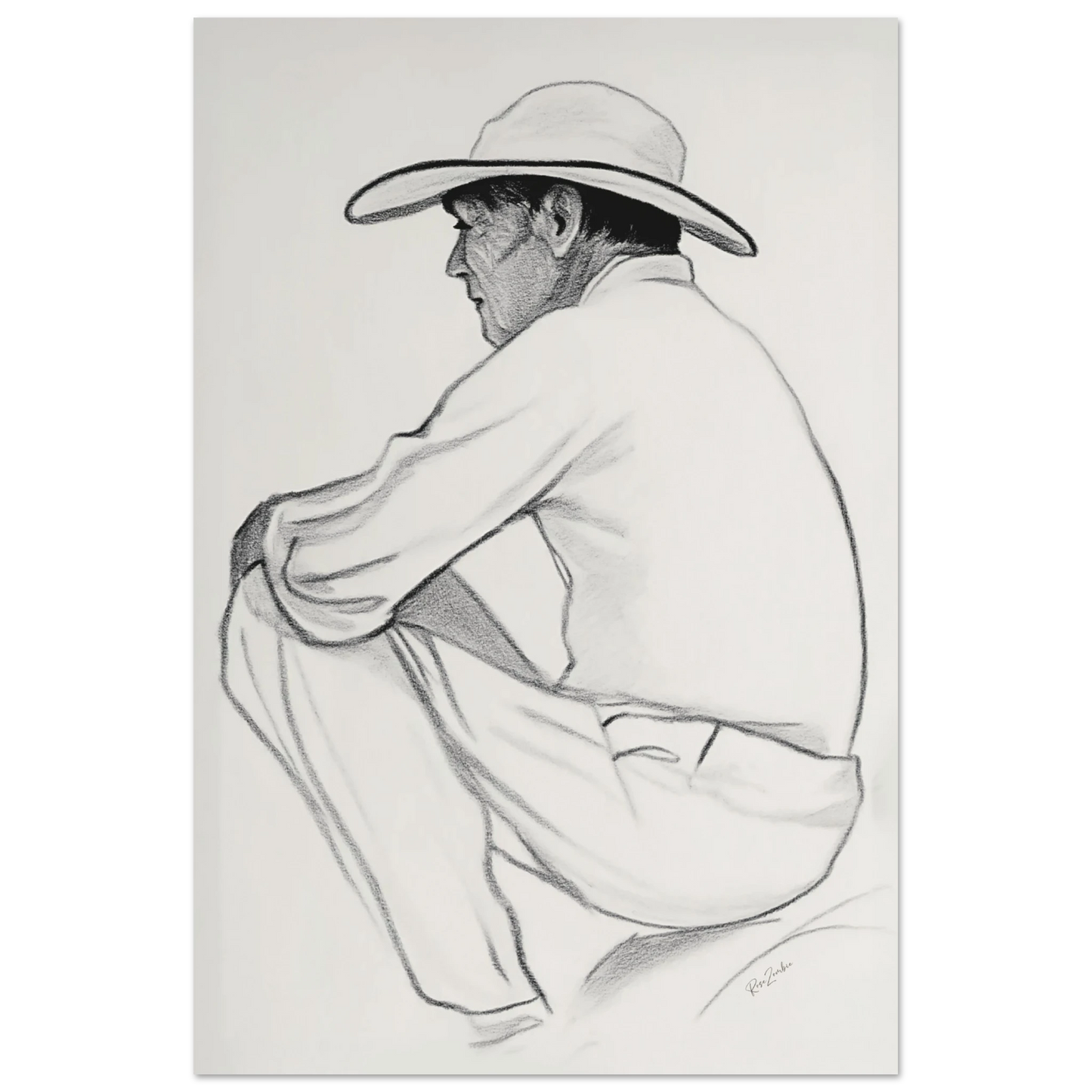 Ecofriendly printed sketch-style poster-male silhouette
