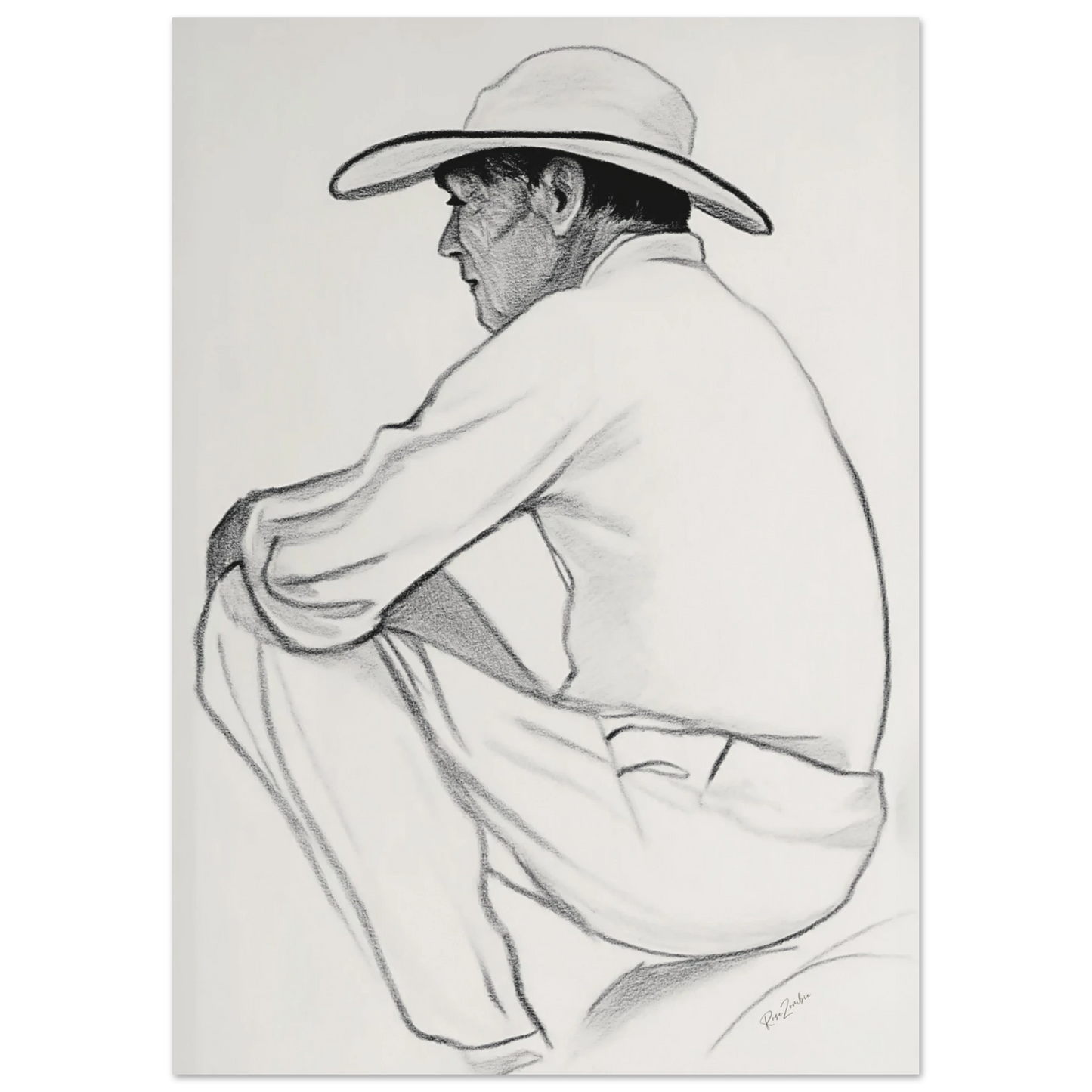 Ecofriendly printed sketch-style poster-male silhouette