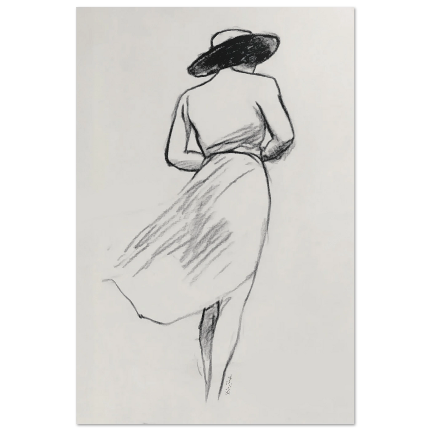 Ecofriendly printed sketch-style poster female silhouette