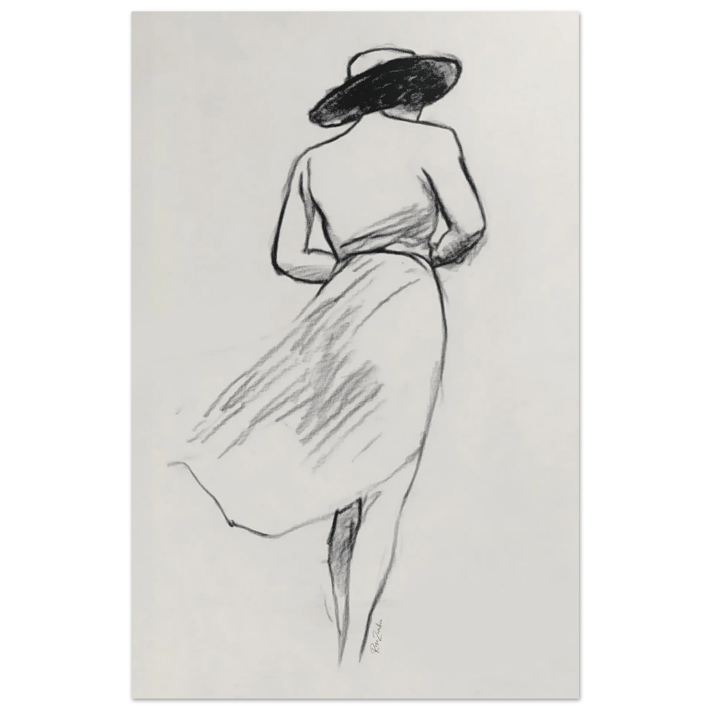 Ecofriendly printed sketch-style poster female silhouette