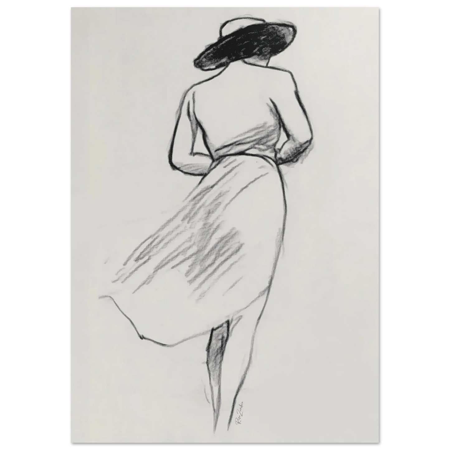 Ecofriendly printed sketch-style poster female silhouette