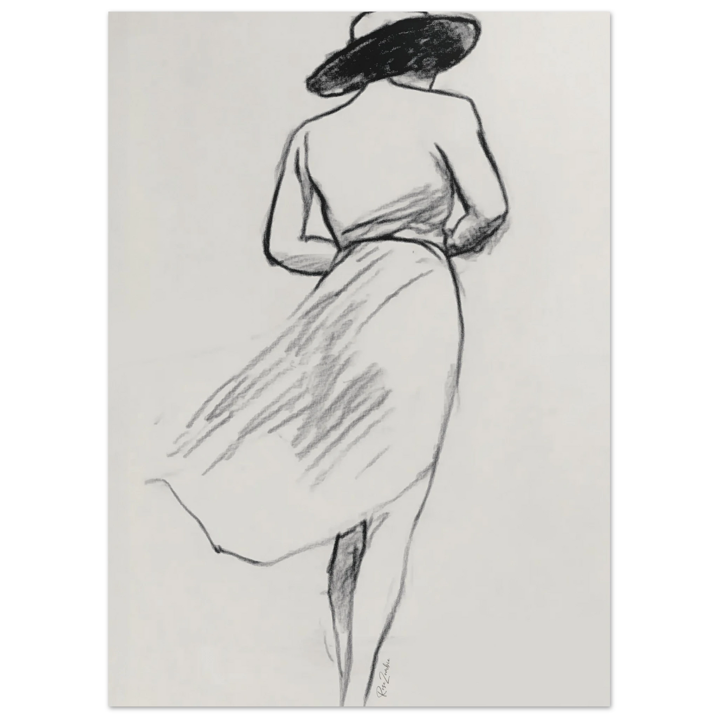 Ecofriendly printed sketch-style poster female silhouette