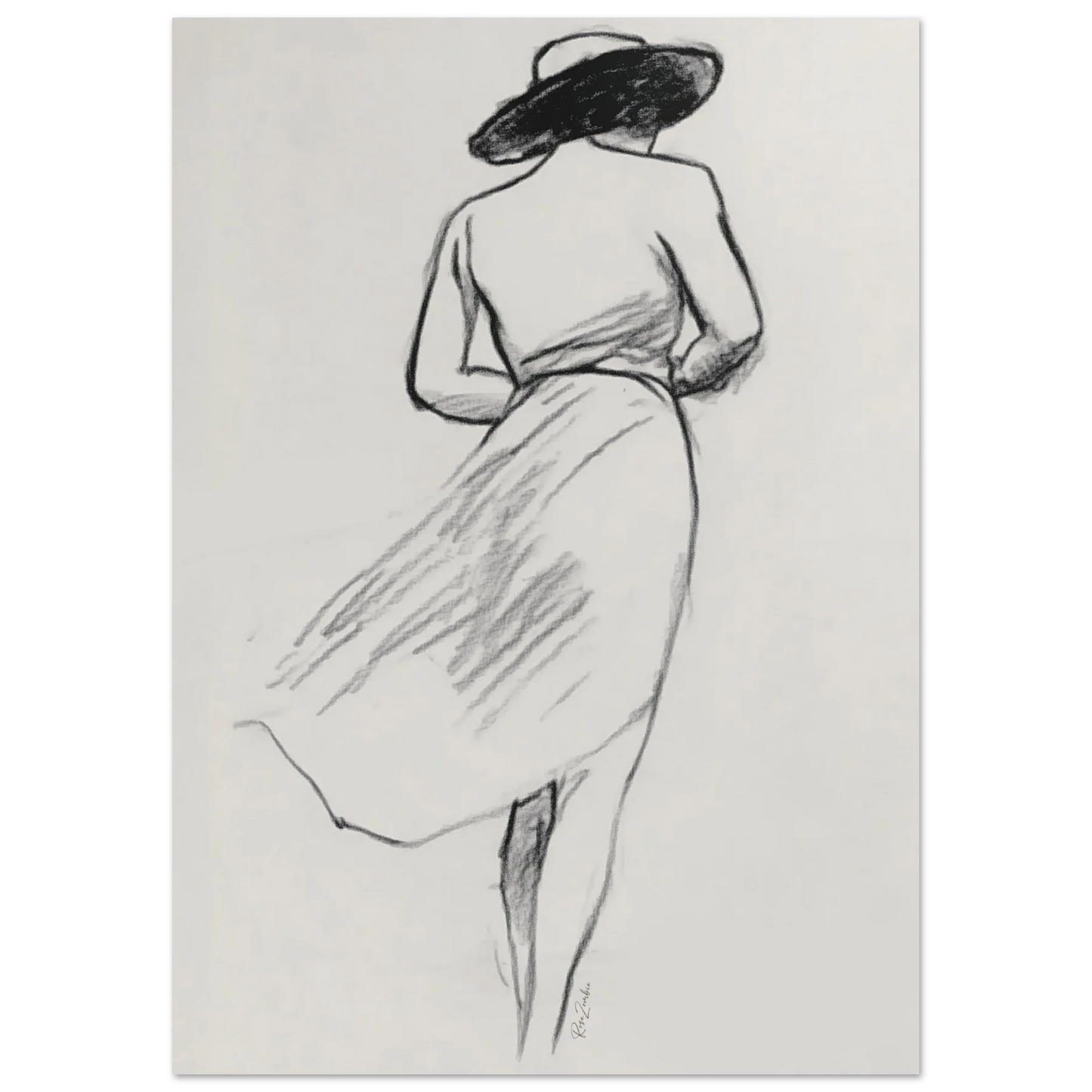 Ecofriendly printed sketch-style poster female silhouette