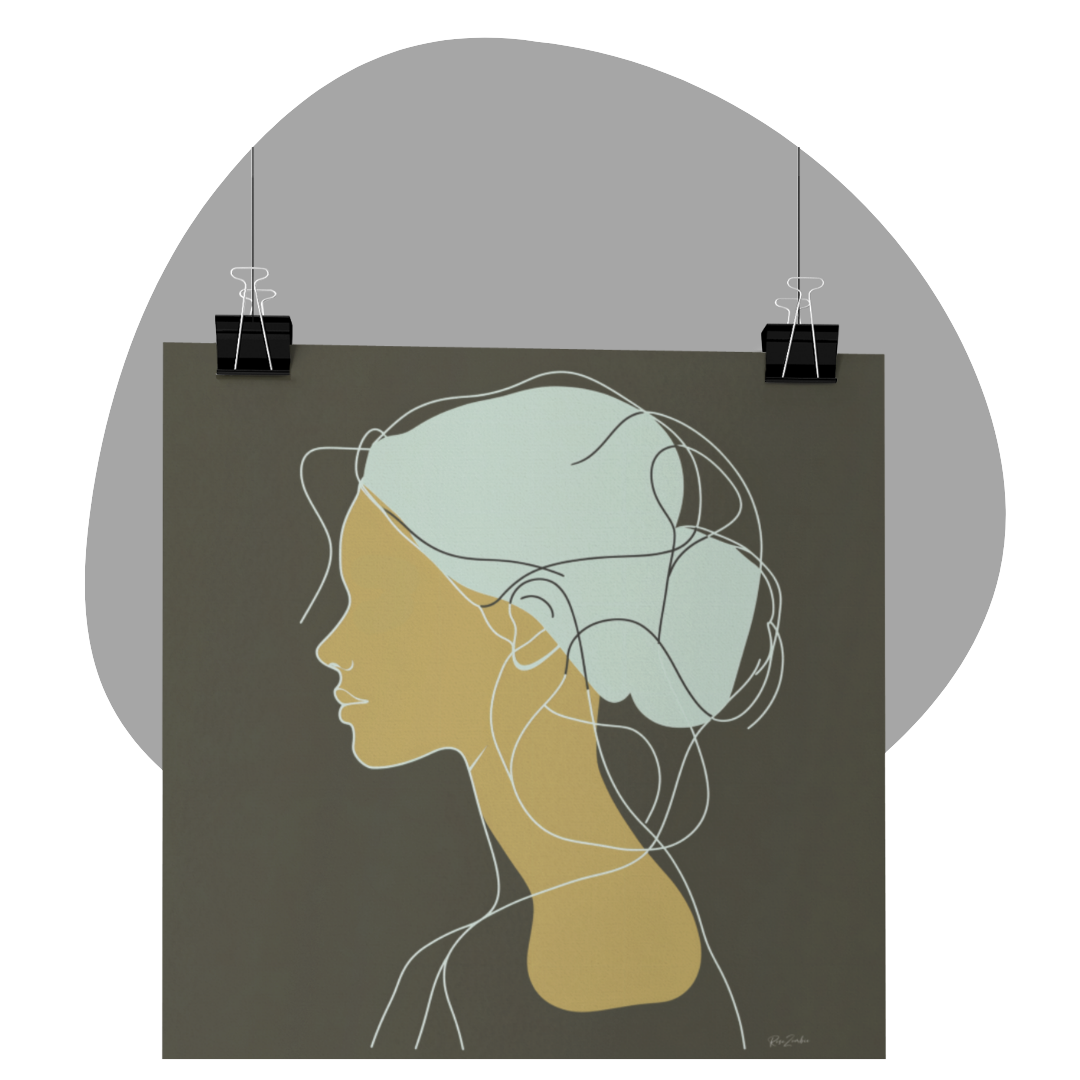 Poster imprimé écolo série Lori - Profil de femme - rose zombie
