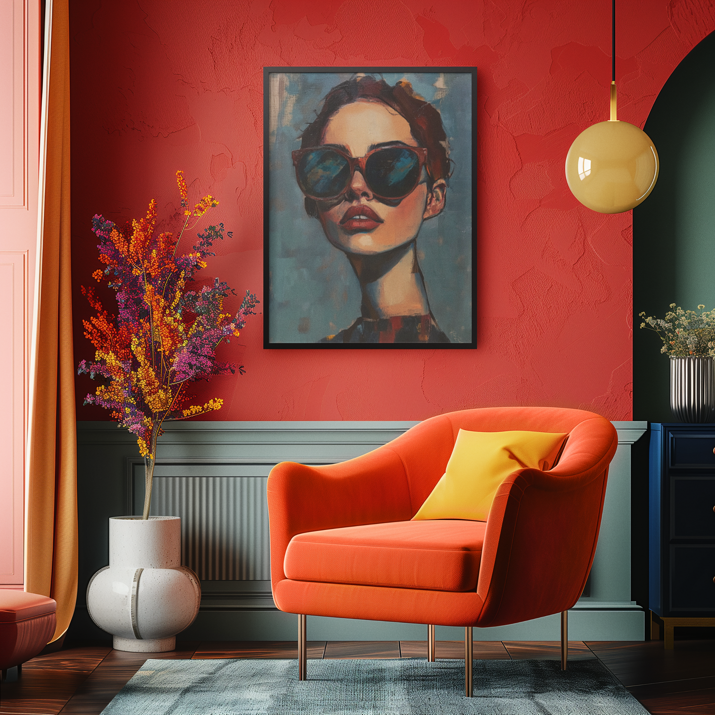 Poster imprimé style peinture d'une jeune femme