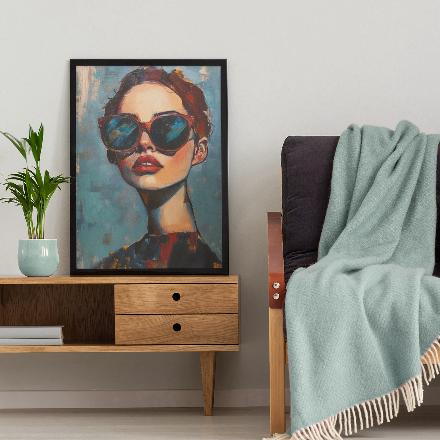 Poster imprimé style peinture d'une jeune femme