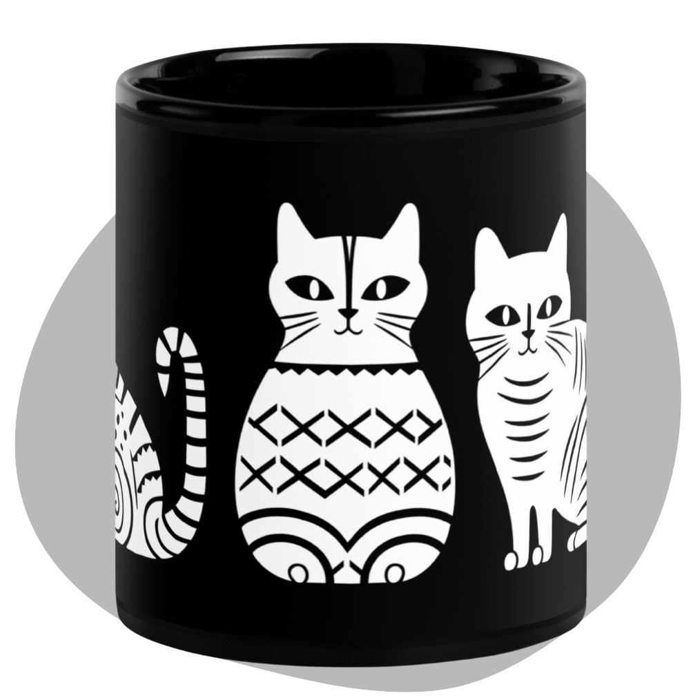 Tasse en céramique Kobe A - Motif de chats - rose zombie