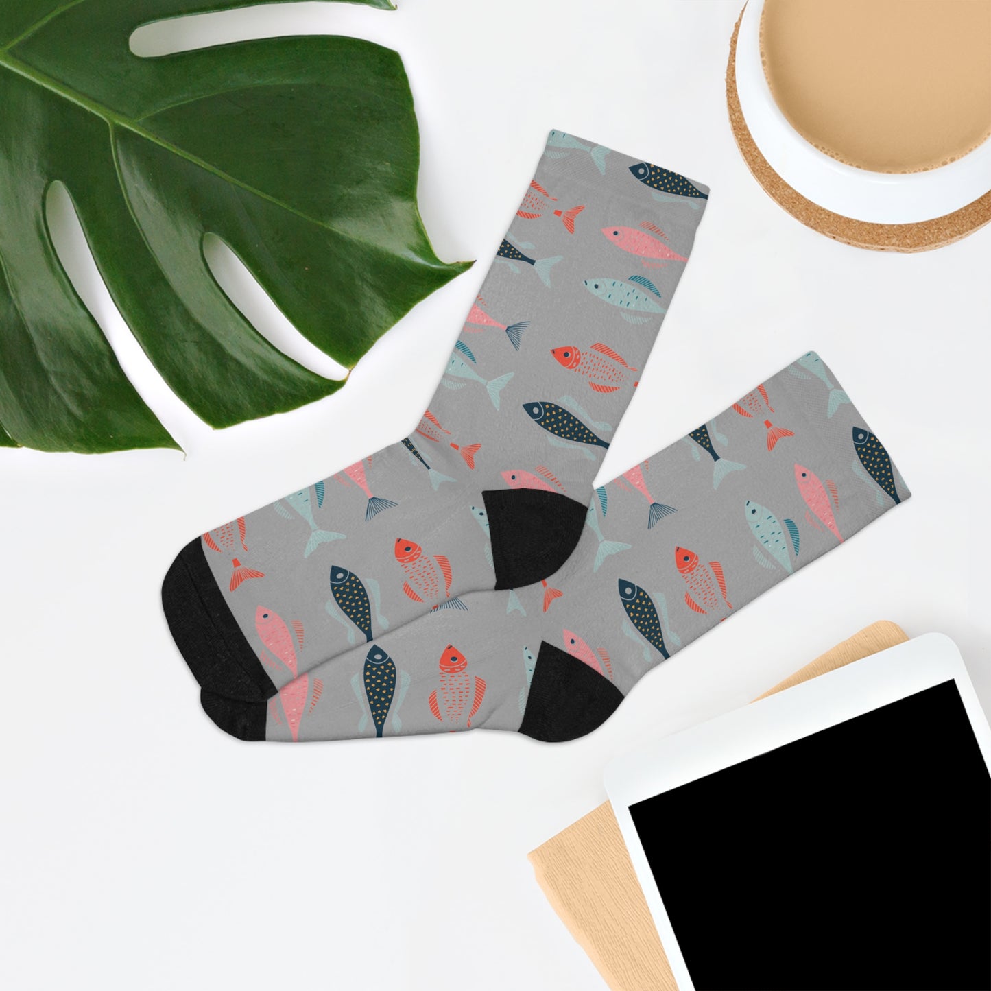 Chaussettes écolo - Motif de poissons tropicaux - rose zombie