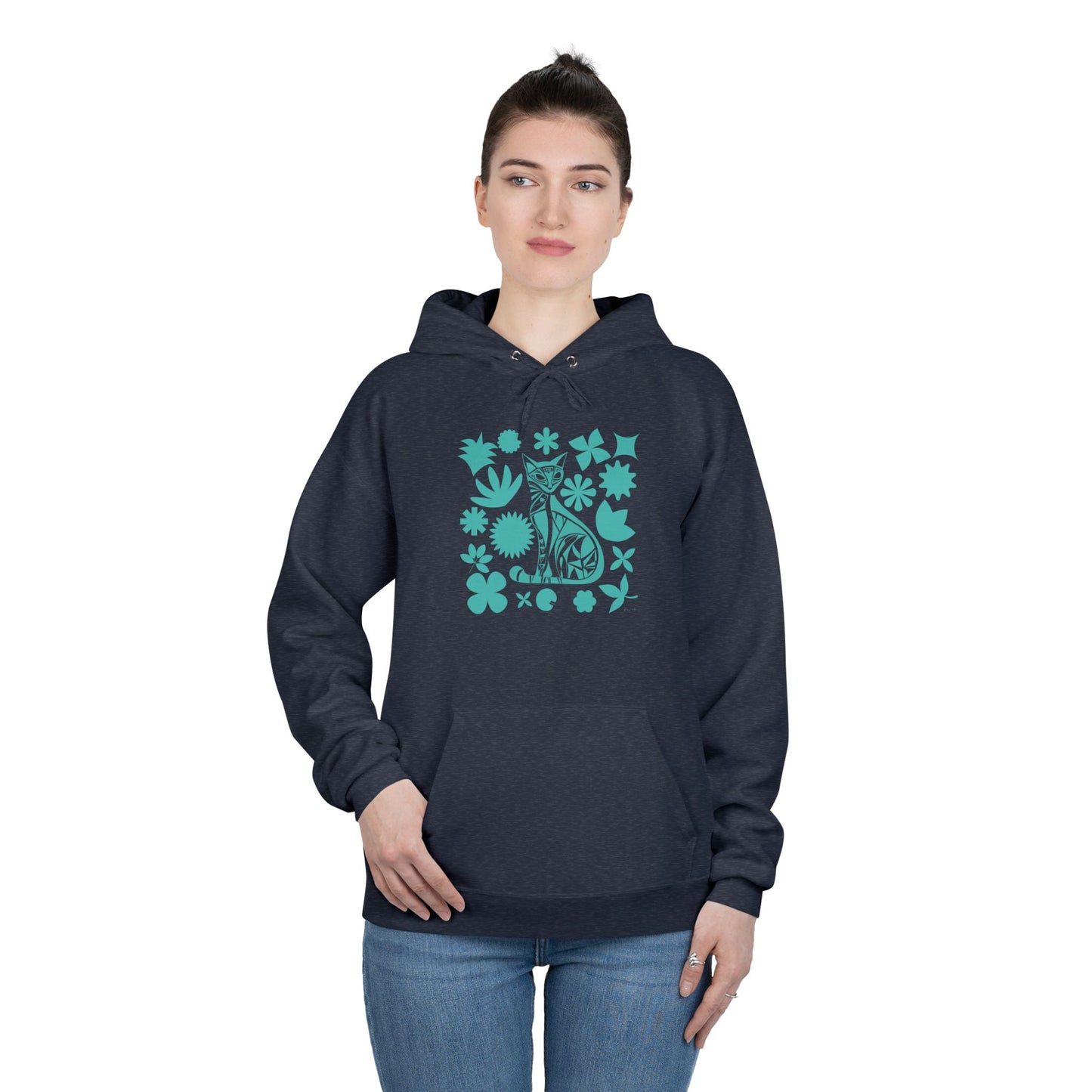 Sweat à capuche - Motif géométrique de chat - rose zombie