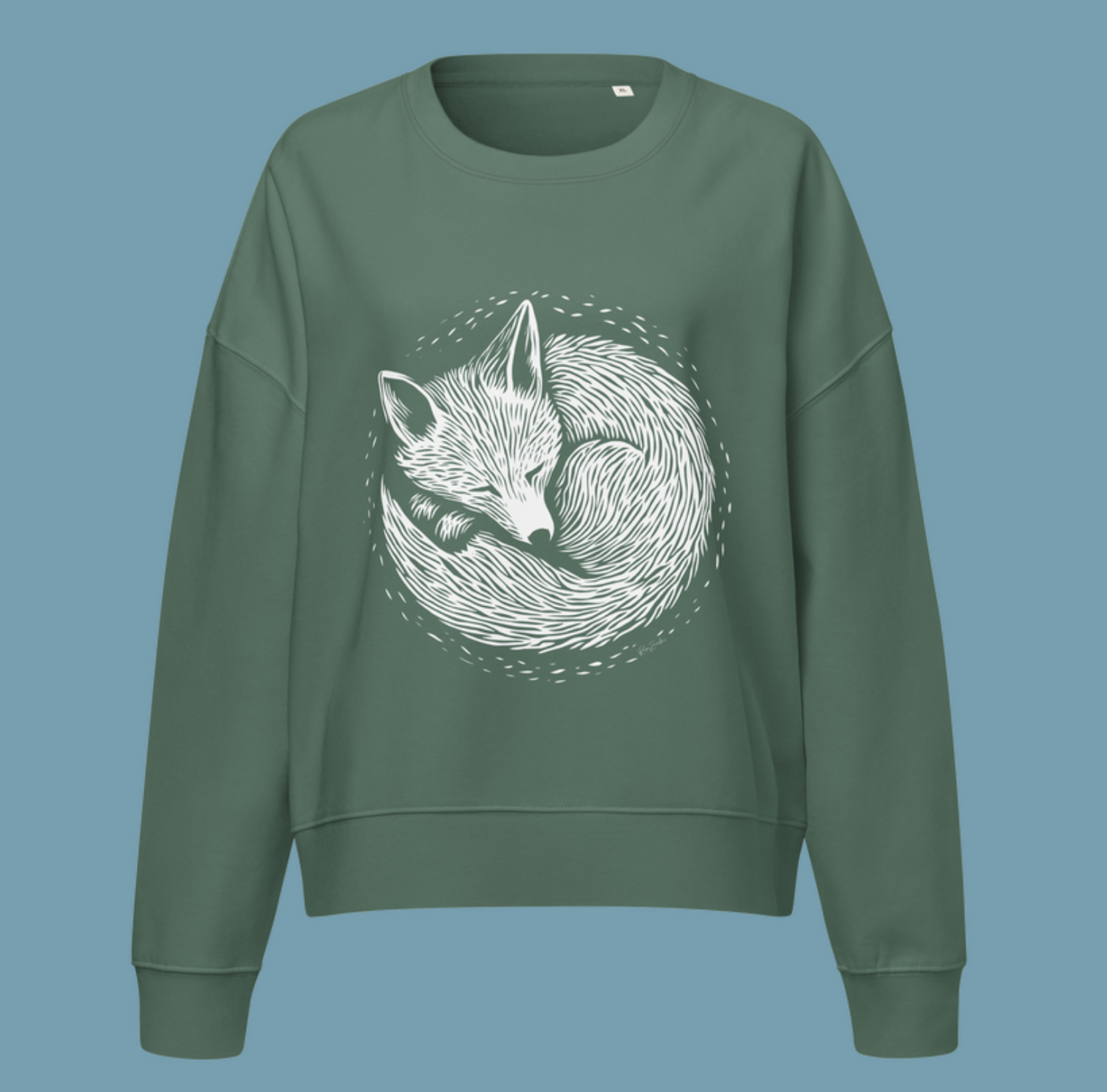 Pull court en coton bio Foxy - Motif de renard - rose zombie