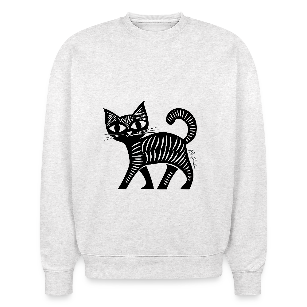 Pull surdimensionné en coton bio - Motif de chat - rose zombie